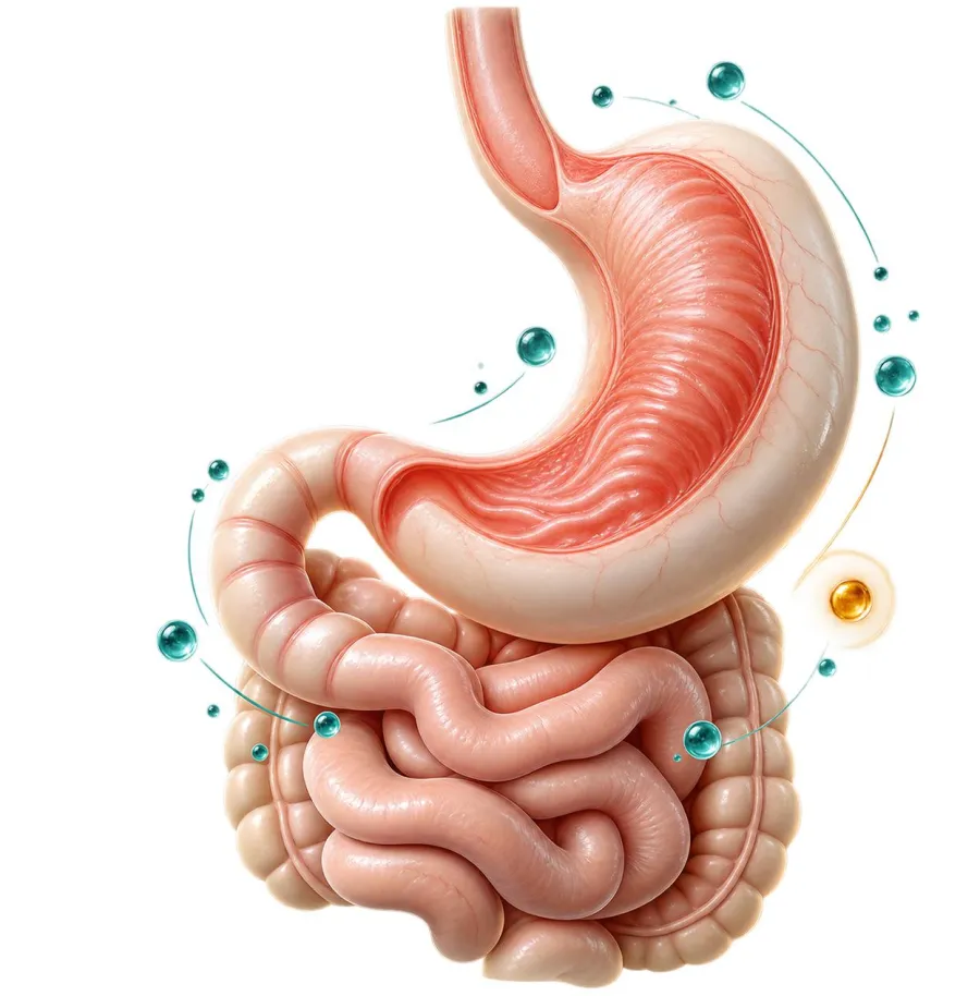 Ilustración del estómago y el intestino